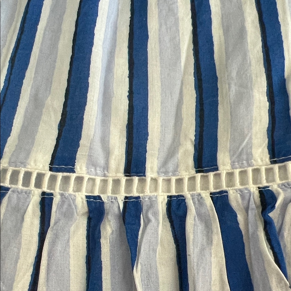 J. Crew Blue & White Vertical-Striped Tiered Midi Skirt - Picture 4 of 5